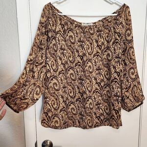 Claudia Richard Latte Swirl Peasant Top